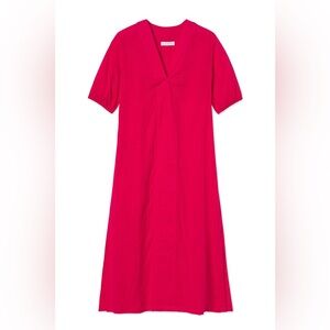 Lake Women's Gauze Caftan in Heatwave Midi Short Sleeves Cotton extra large